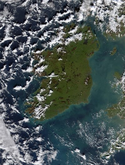 The Irish Sea full of phytoplankton in this true-color image from January 2002. The Irish Sea separates Ireland from the United Kingdom. This milky appearance is likely due to phytoplankton blooms by National Aeronautics and Space Administration National Aeronautics and Space Administration